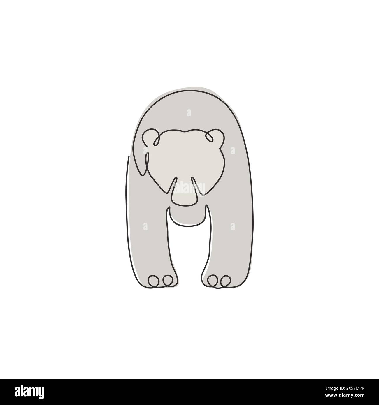 One single line drawing of cute grizzly bear for company logo identity. Business corporation icon concept from wild mammal animal shape. Trendy contin Stock Vector
