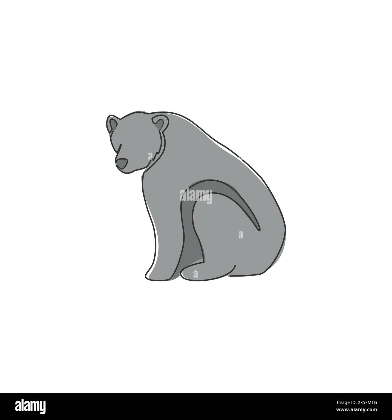 One single line drawing of cute grizzly bear for company logo identity. Business corporation icon concept from wild mammal animal shape. Modern contin Stock Vector