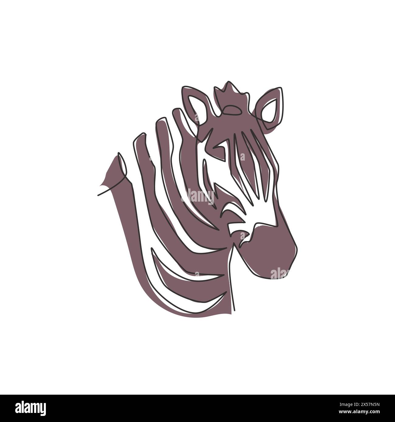 One continuous line drawing of zebra head for zoo safari national park ...