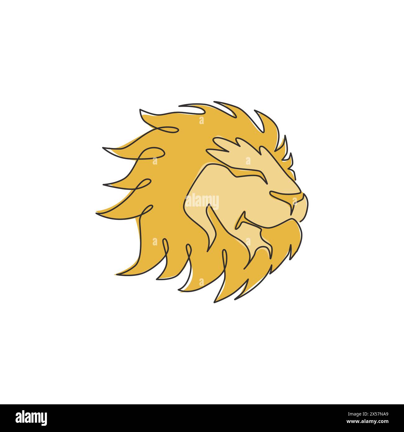 One continuous line drawing of king of the jungle, lion head for company logo identity. Strong feline mammal animal mascot concept for national safari Stock Vector