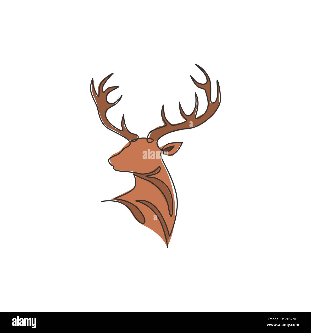 Single continuous line drawing of elegance head deer for national zoo
