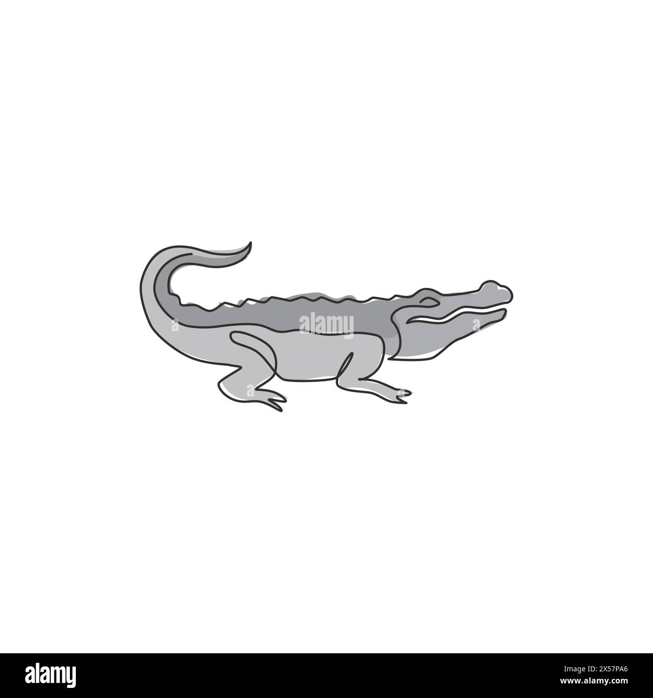 One single line drawing of river swamp alligator for logo identity
