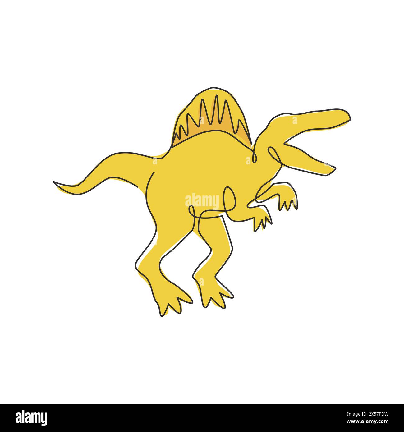 One continuous line drawing of aggressive dinosaurs animal for logo identity. Stegosaurus mascot