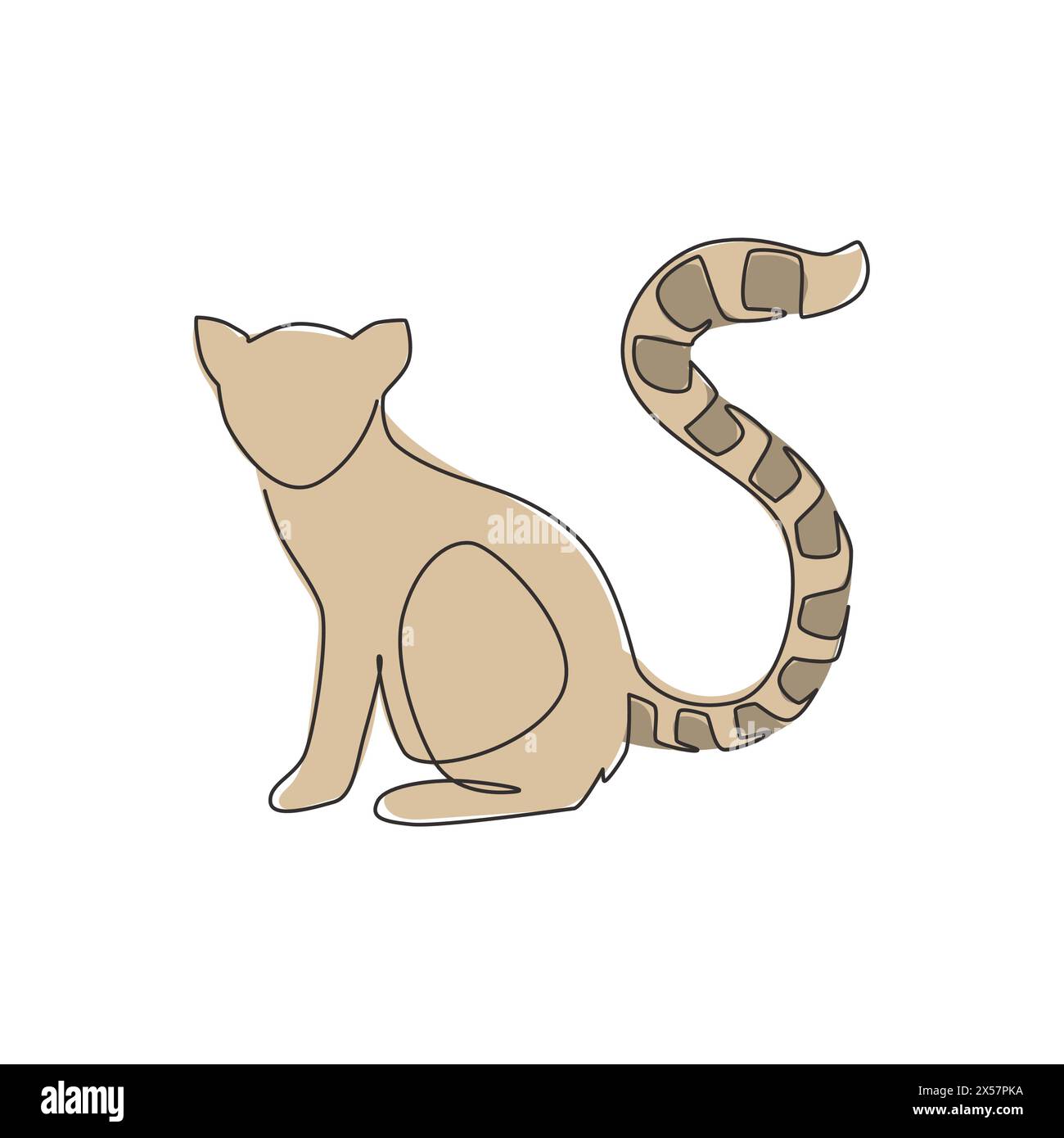 One continuous line drawing of cute lemur with long ring tailed for ...