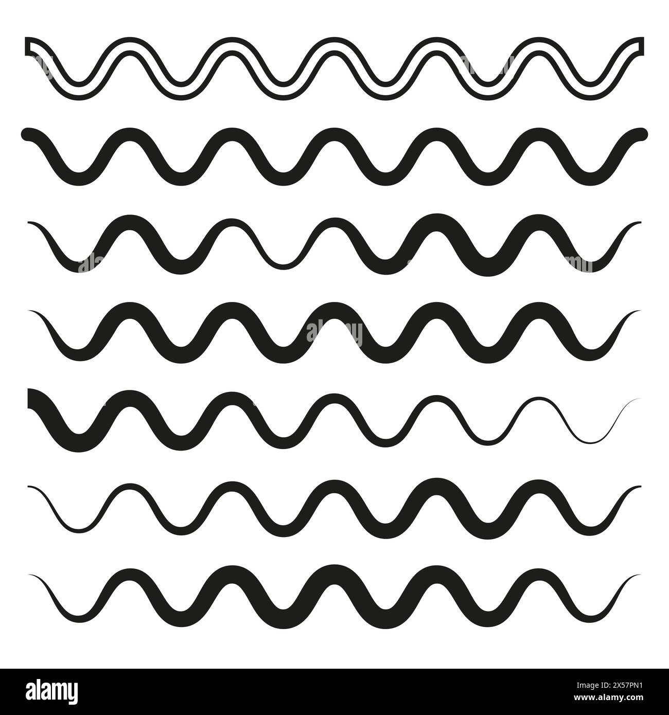 Minimalist wave patterns vector. Seamless black and white wavy lines ...