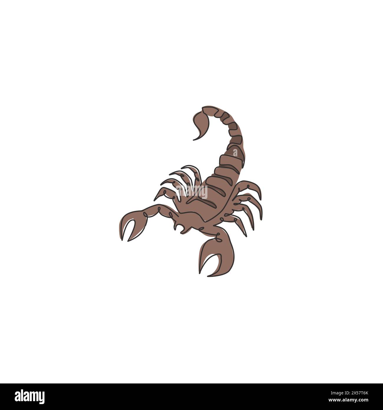 Single continuous line drawing of deadly scorpion for company logo ...