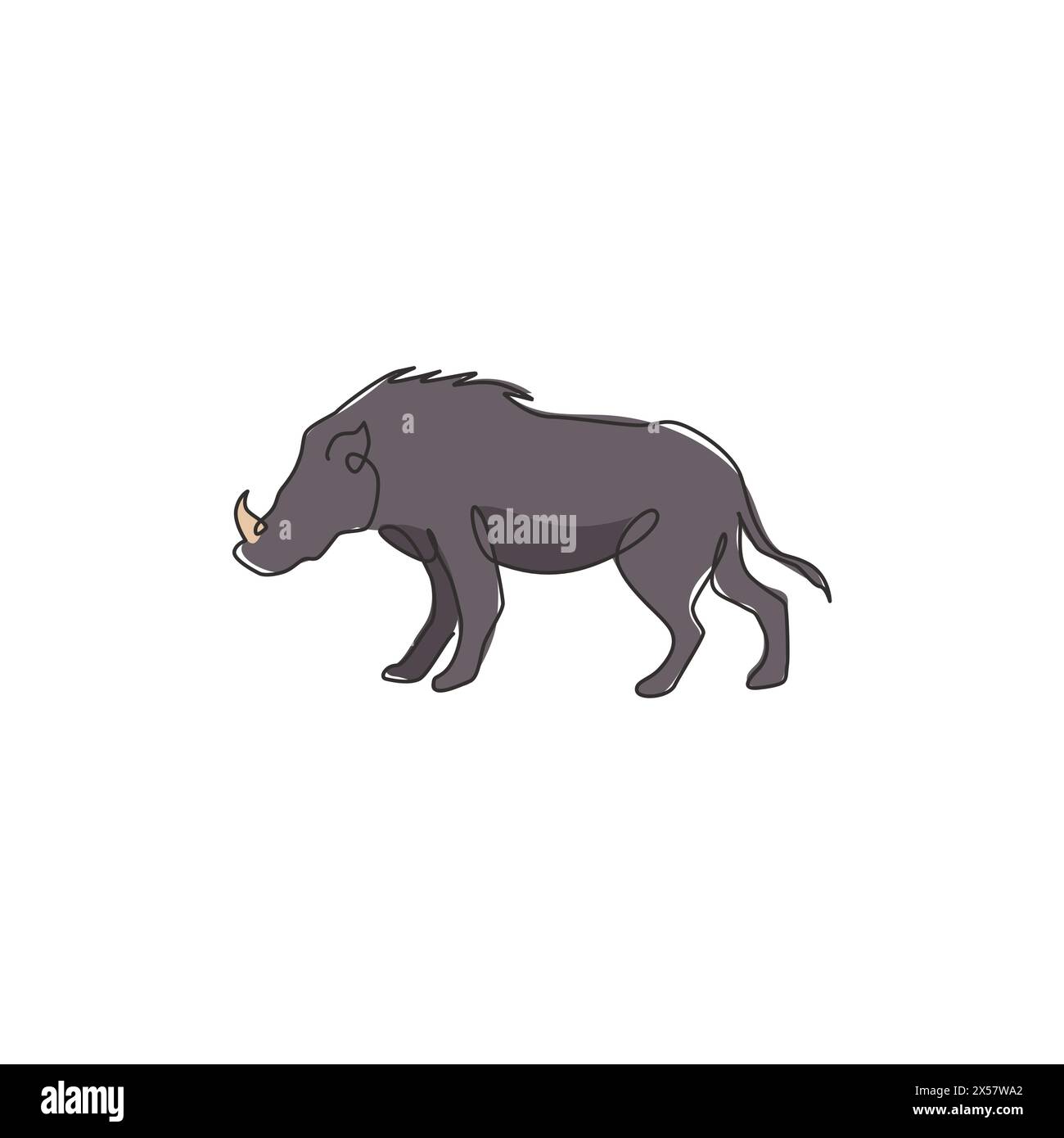 One continuous line drawing of savage common warthog for company logo