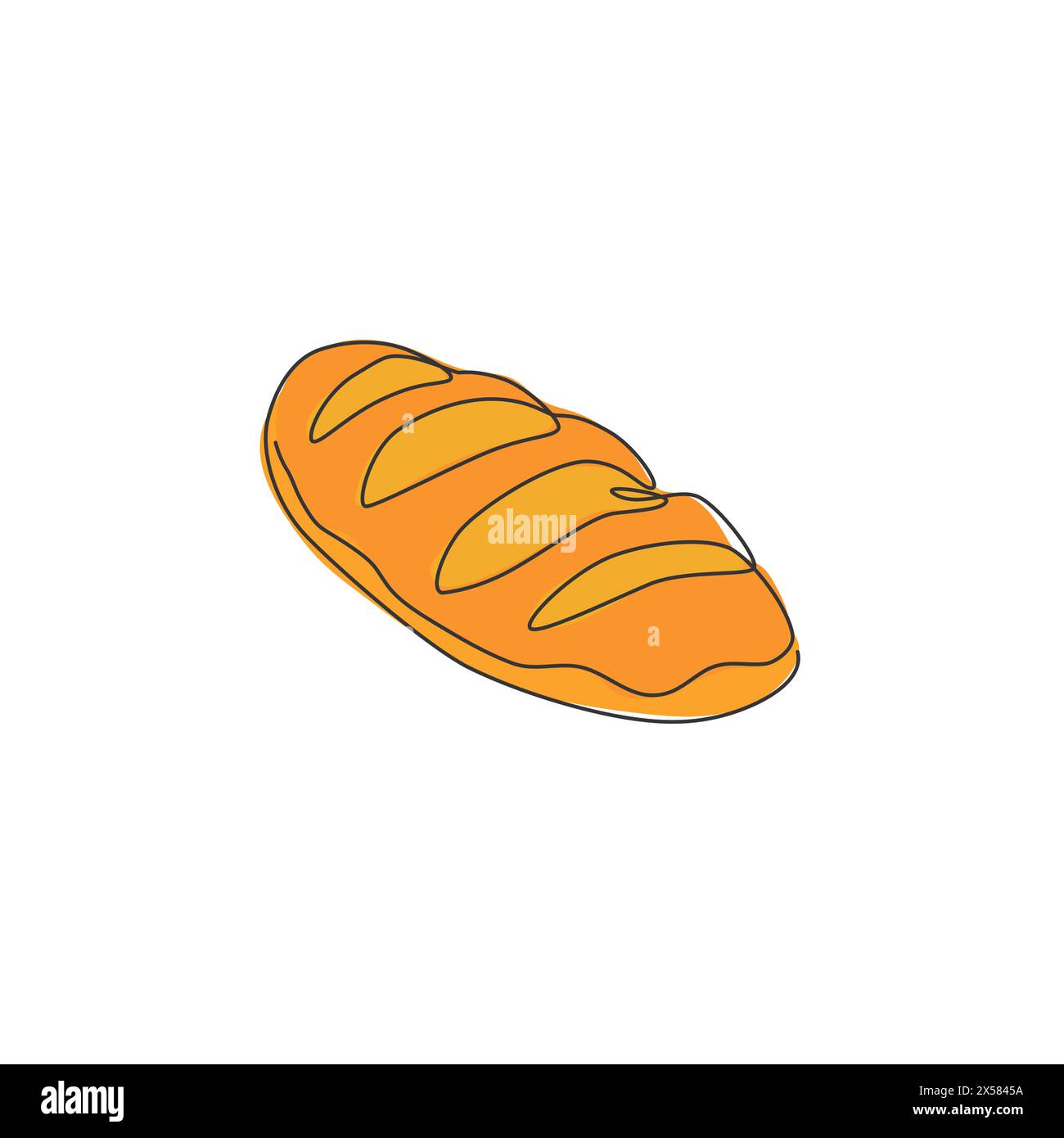 One continuous line drawing of fresh delicious French long thin loaf