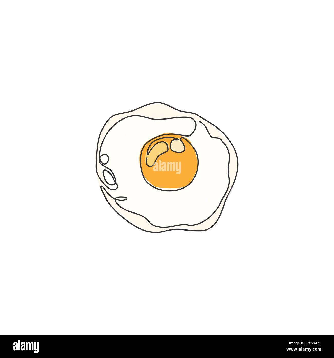 One continuous line drawing fresh delicious American sunny side up egg ...