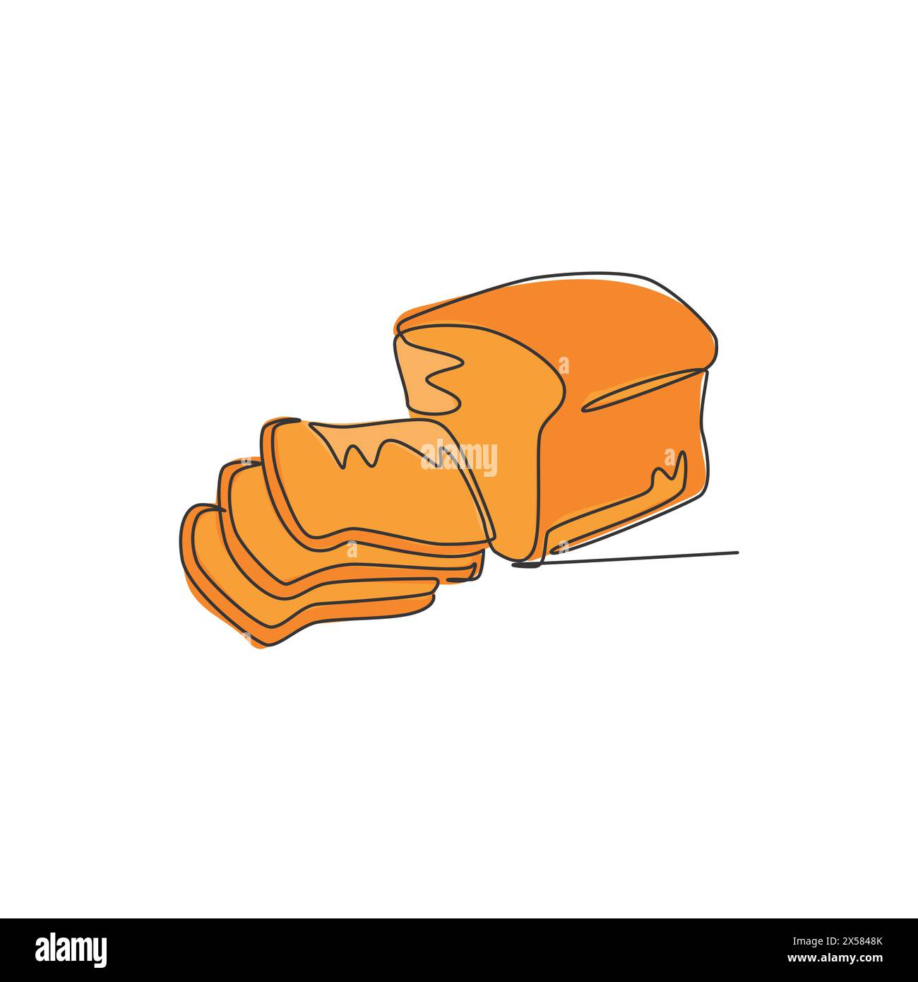 Single continuous line drawing of stylized online white bread shop logo