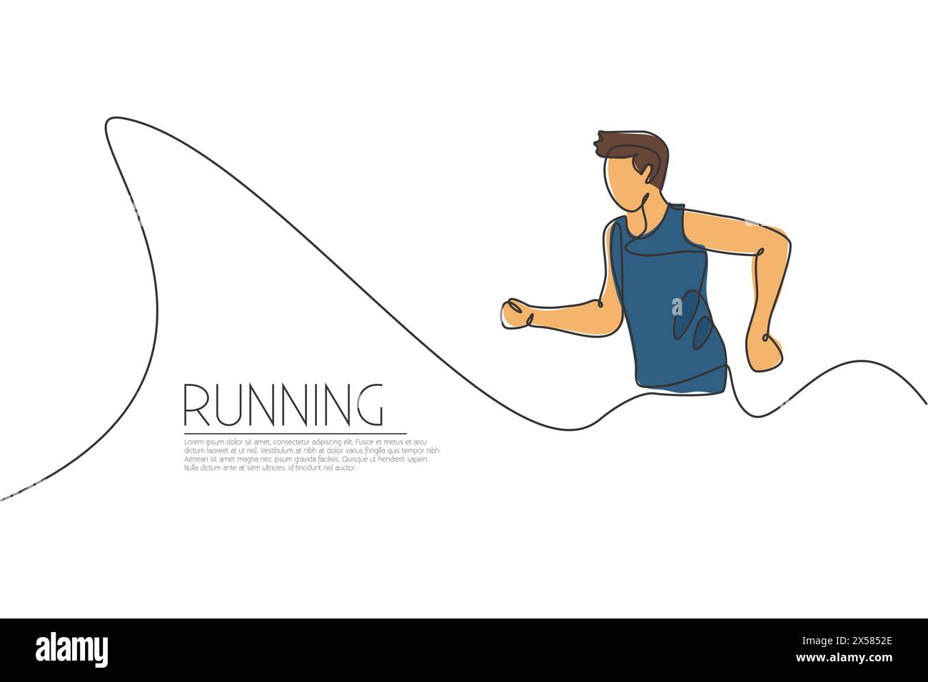 Running Course Drawing One single line drawing of young energetic man runner run relax graphic ...