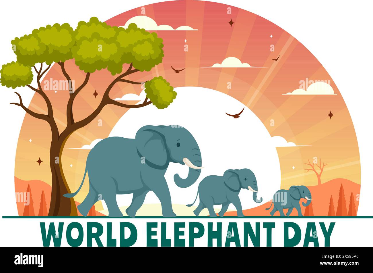 Happy World Elephant Day Vector Illustration on 12 August with