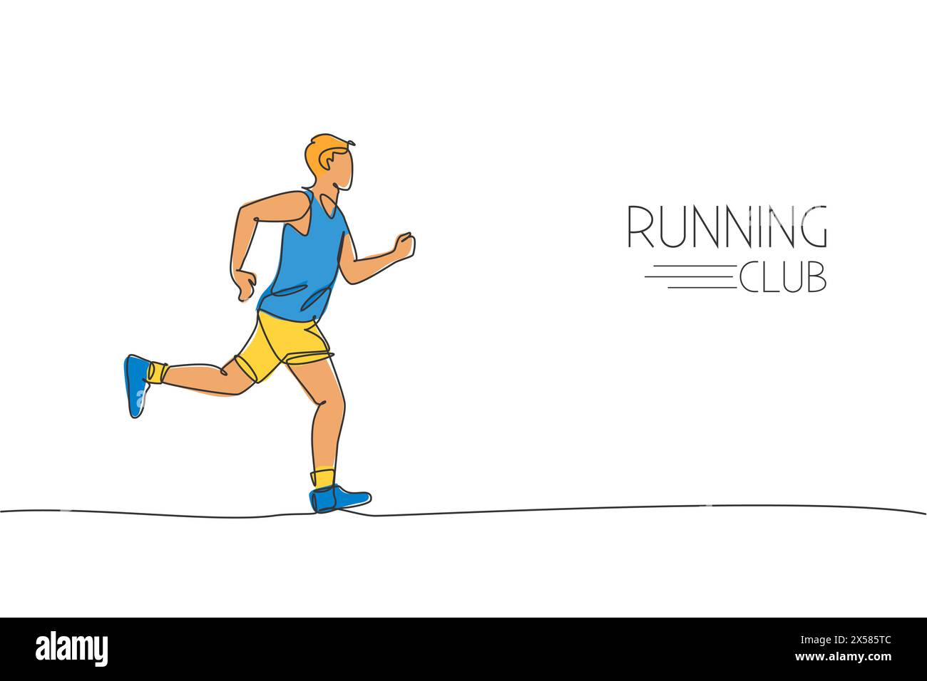 Single continuous line drawing of young agile man runner running ...