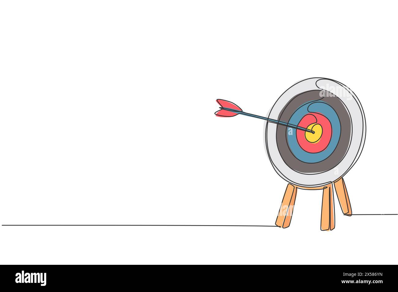 One continuous line drawing of arrow was shot bullseye to archery ...