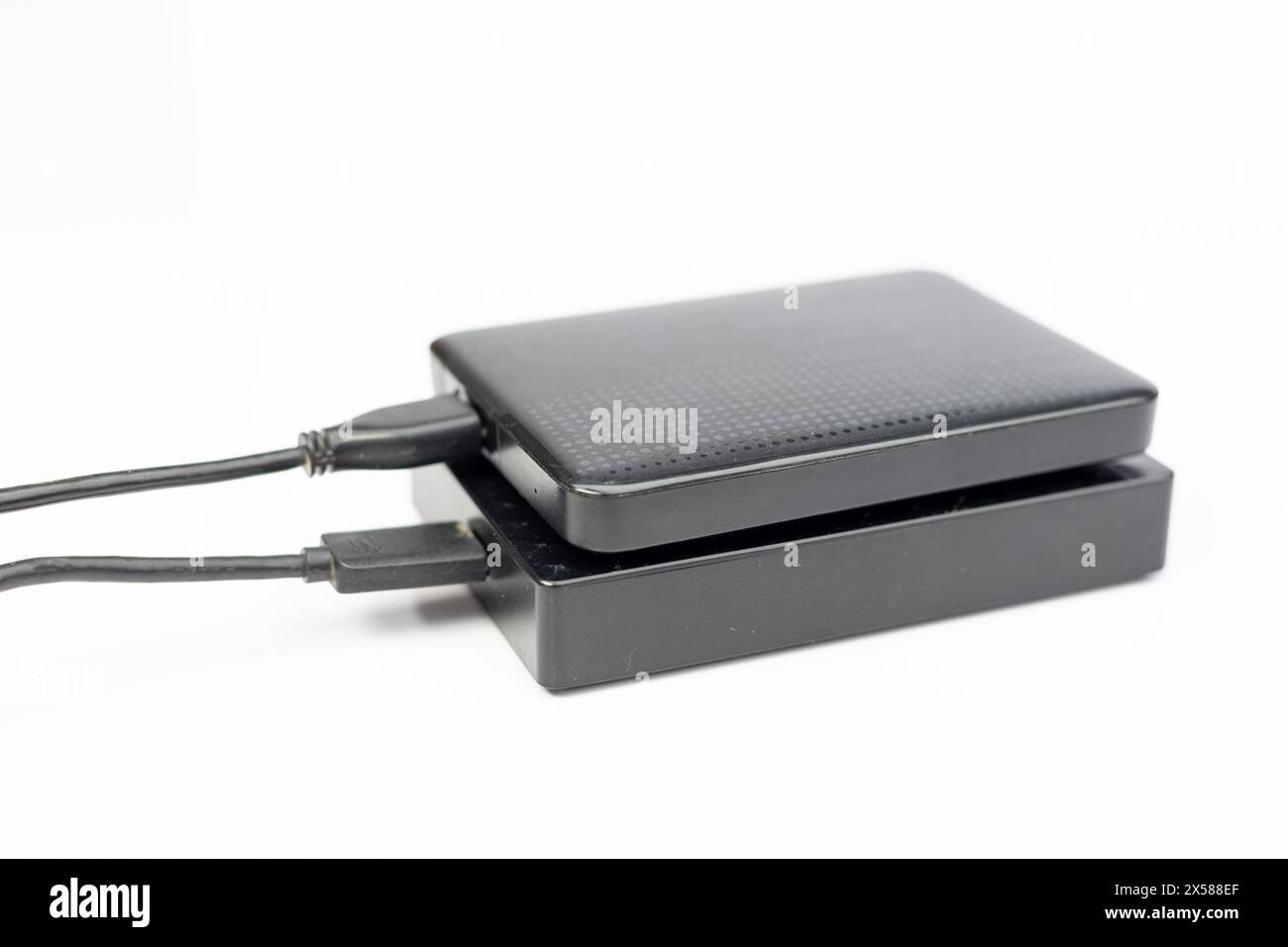 External hard disk drives connected to computer for backup data