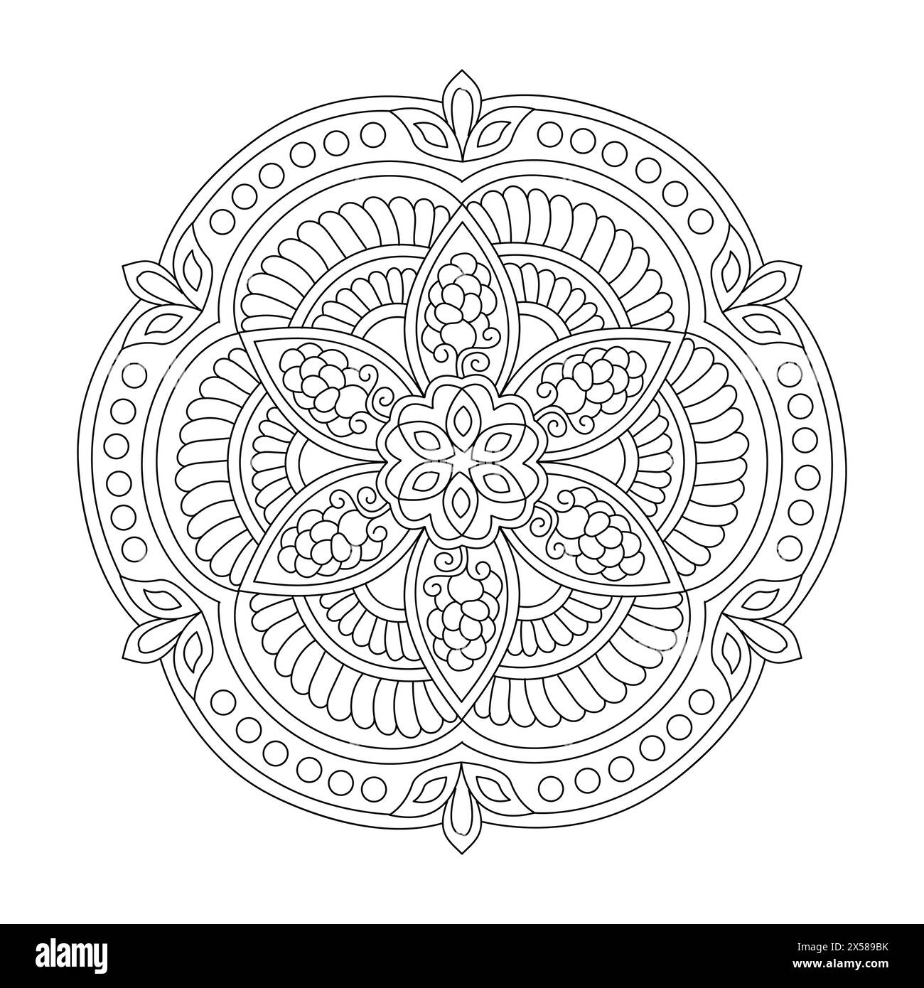 Wholenes Mandala Coloring book for kdp book interior, editable vector file Stock Vector