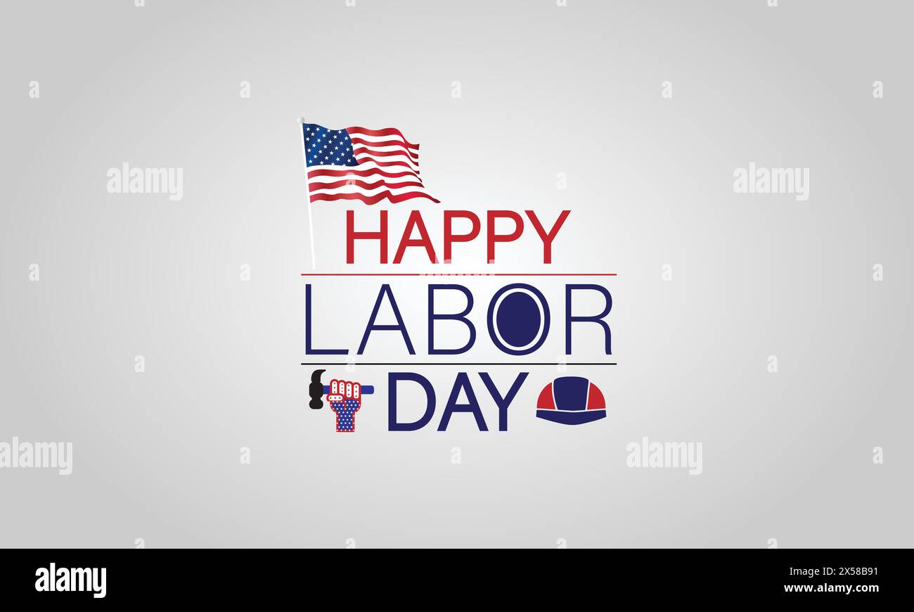 Celebrating Labor Day A Patriotic Text Design with the USA Flag Stock Vector