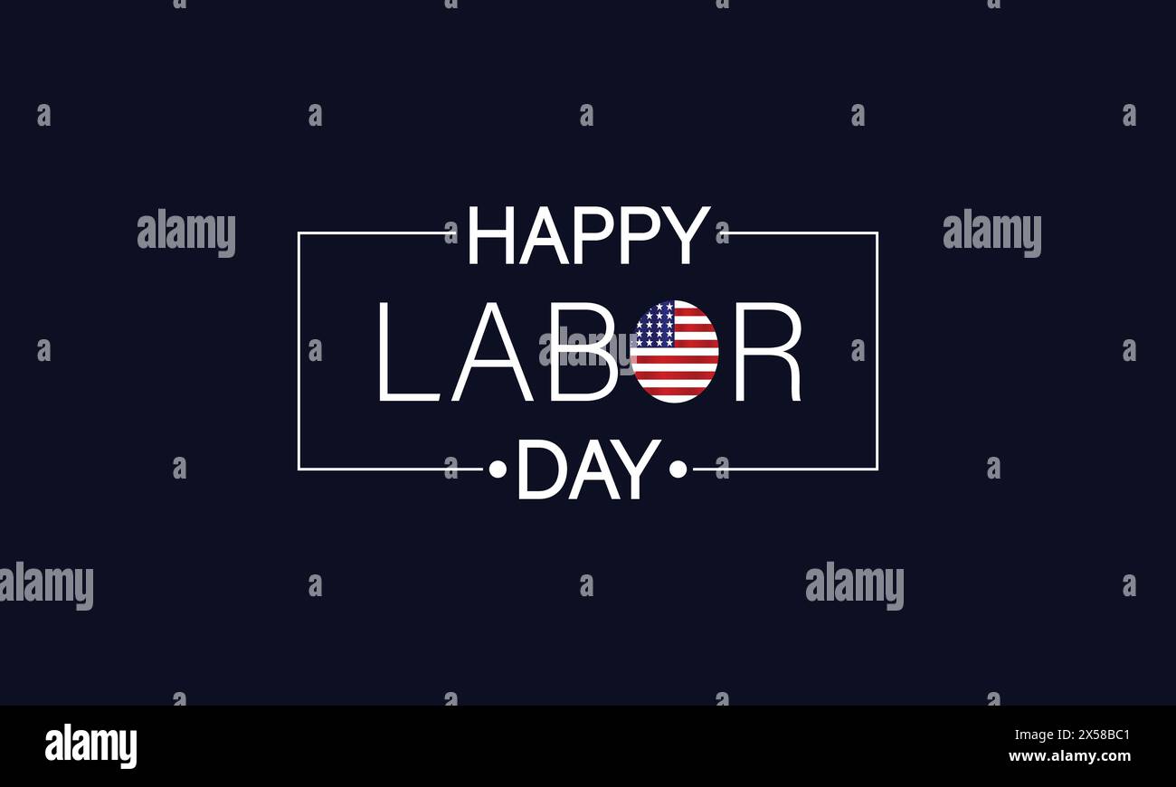 Celebrating Labor Day A Patriotic Text Design with the USA Flag Stock Vector