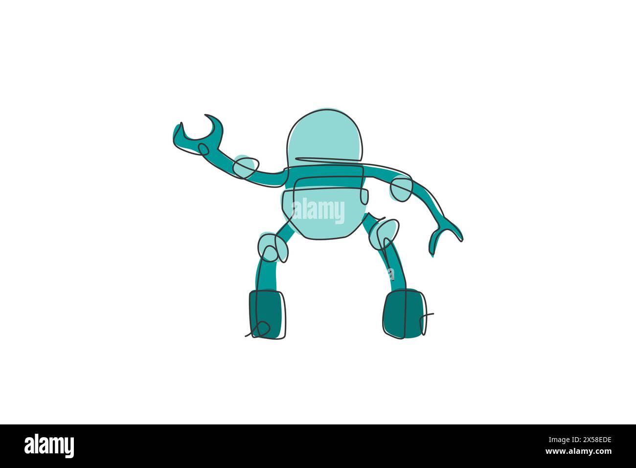 One single line drawing of smart robot, artificial intelligence product vector illustration. Futuristic technology innovation concept. Modern continuo Stock Vector