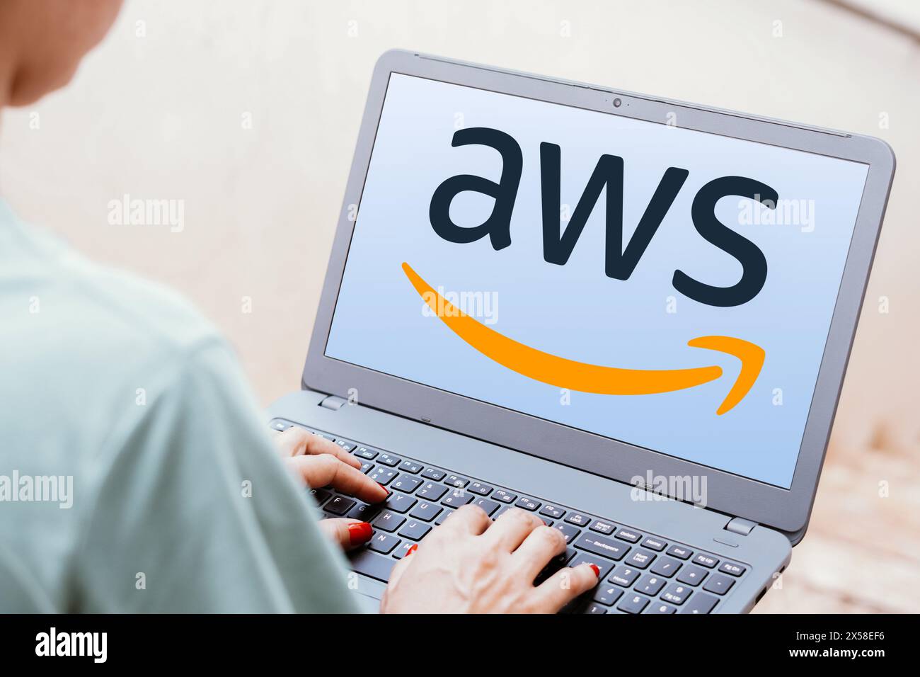 Brazil. 01st Jan, 2024. In this photo illustration, the Amazon Web Services, Inc. (AWS) logo is seen displayed on a laptop screen. Credit: SOPA Images Limited/Alamy Live News Stock Photo