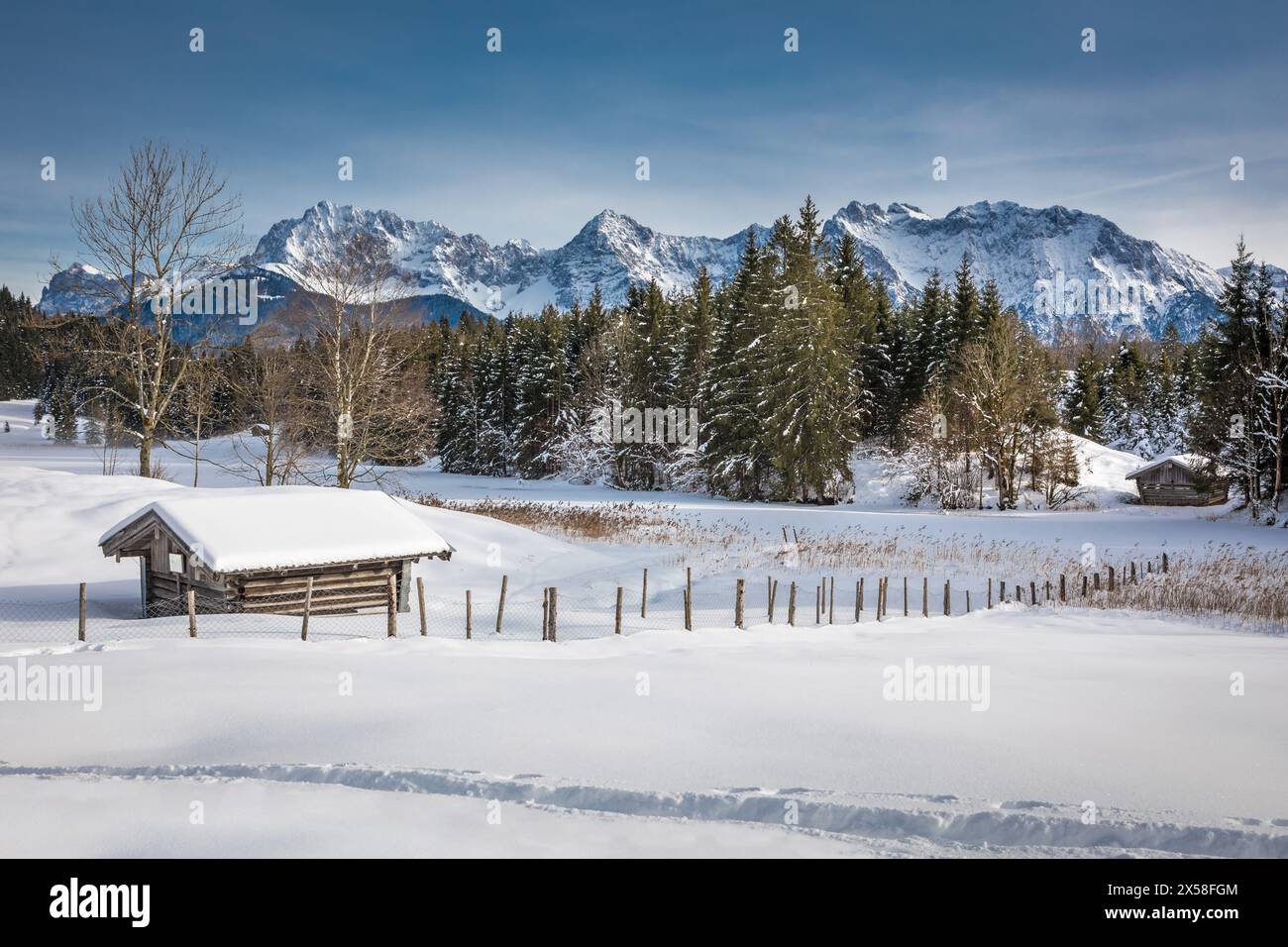 geography / travel, Germany, Bavaria, Kruen, crust over Geroldsee (Lake Gerold) near Kruen, ADDITIONAL-RIGHTS-CLEARANCE-INFO-NOT-AVAILABLE Stock Photo