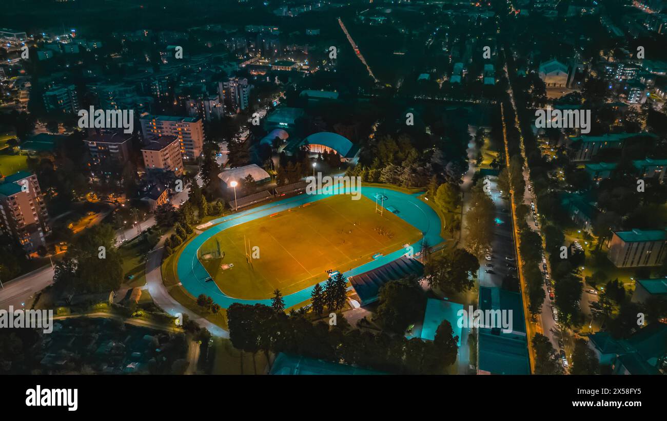 Aerial view stadium football night hi-res stock photography and images ...