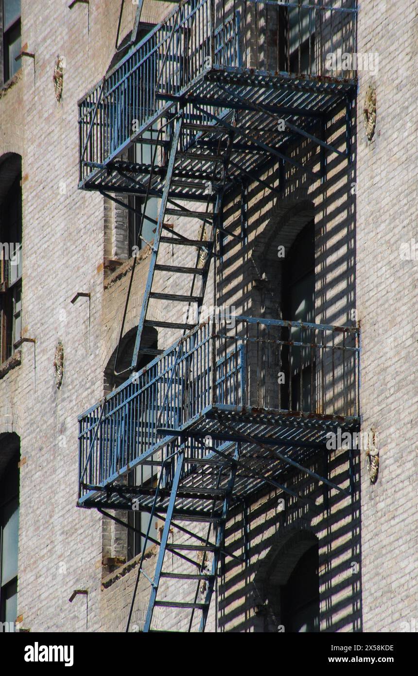New York City fire escape in the rear of an apartment building Stock ...