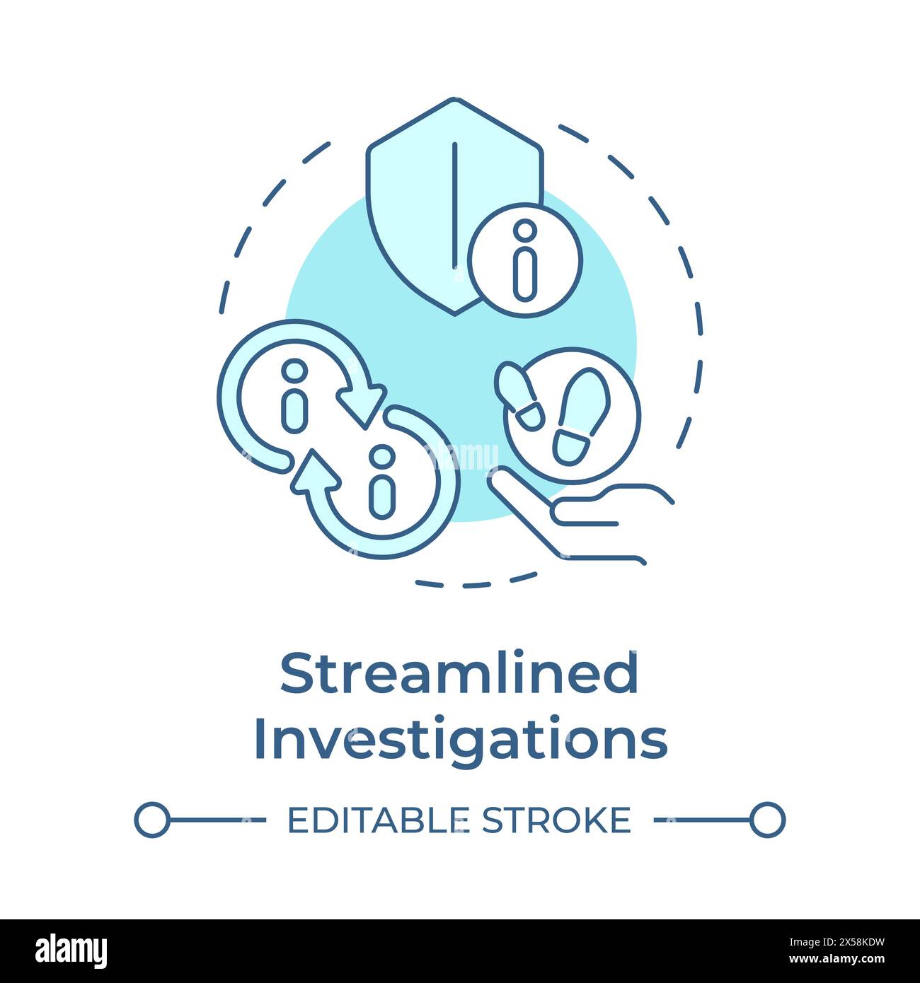 Streamlined investigations soft blue concept icon Stock Vector