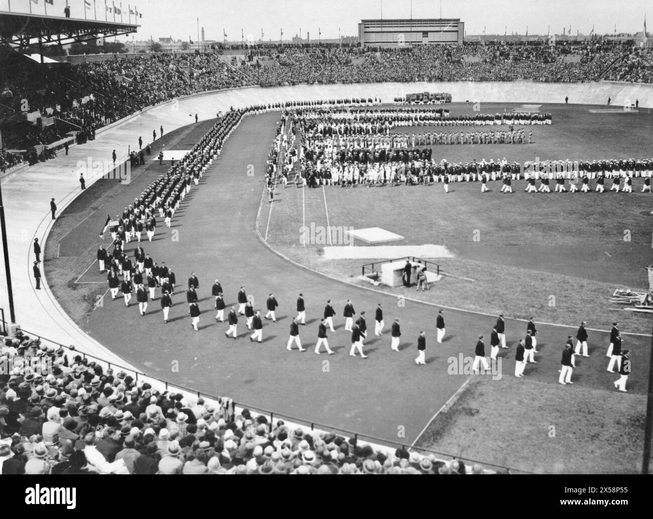 Olympic Games in Amsterdam, Netherlands. The entry into the Olympic stadium of Switzerland and behind it the Dutch - 1928 Stock Photo