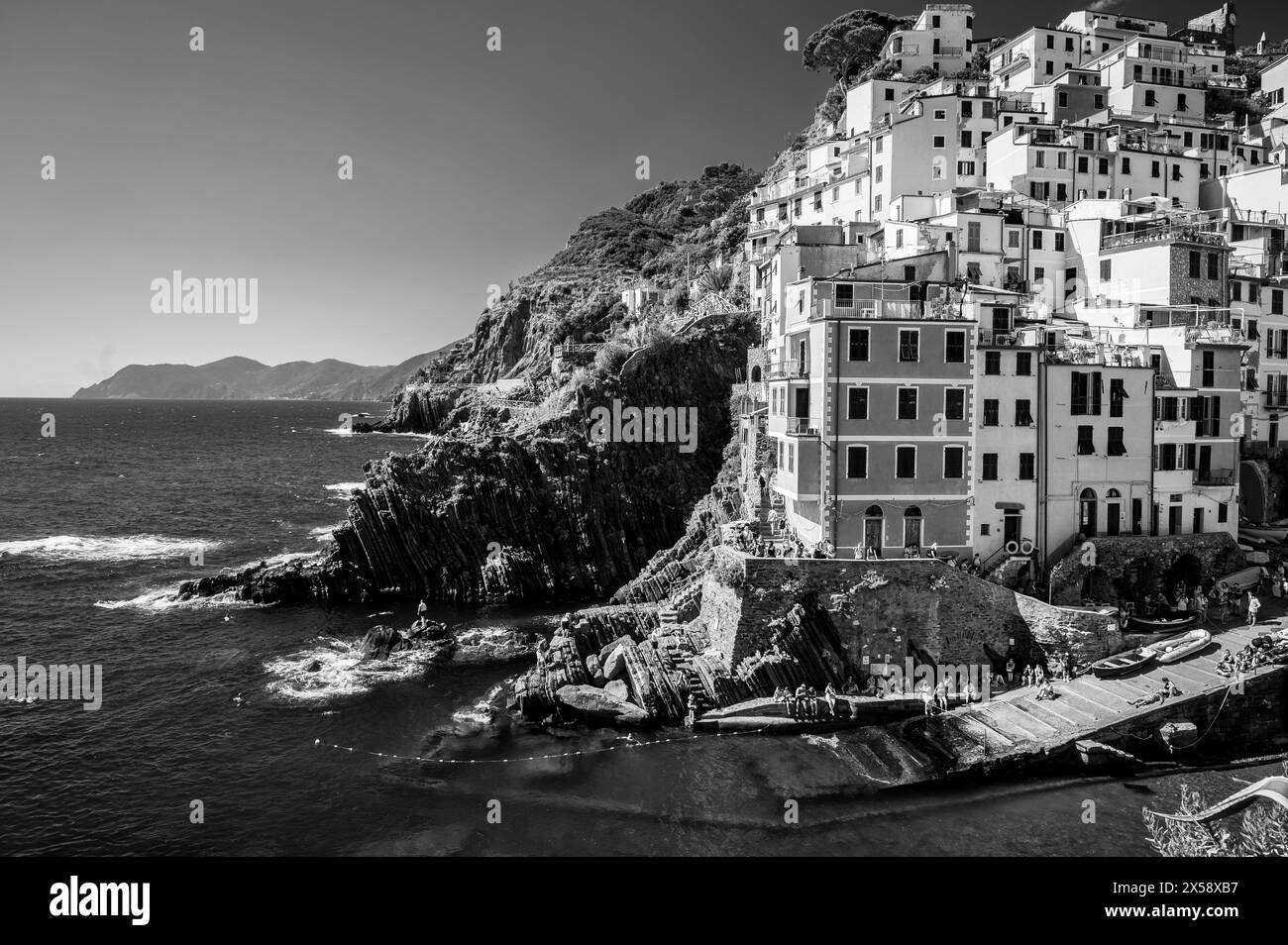 Magic of the Cinque Terre. Timeless images. Riomaggiore and its bright colours. Stock Photo