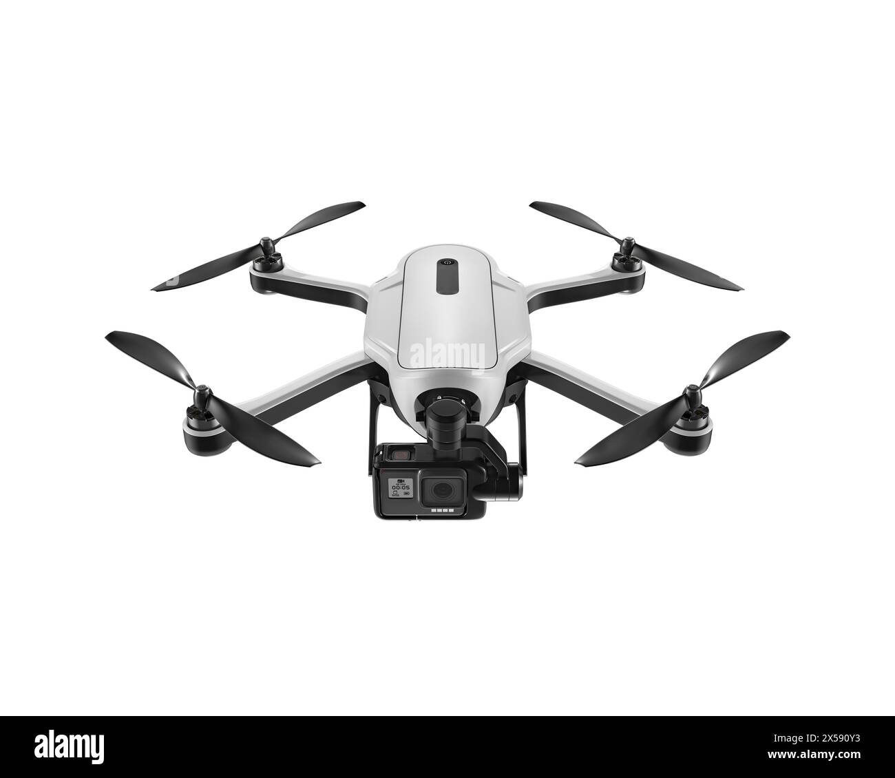Drone with Camera Isolated on Empty White Background: 3D Rendering ...