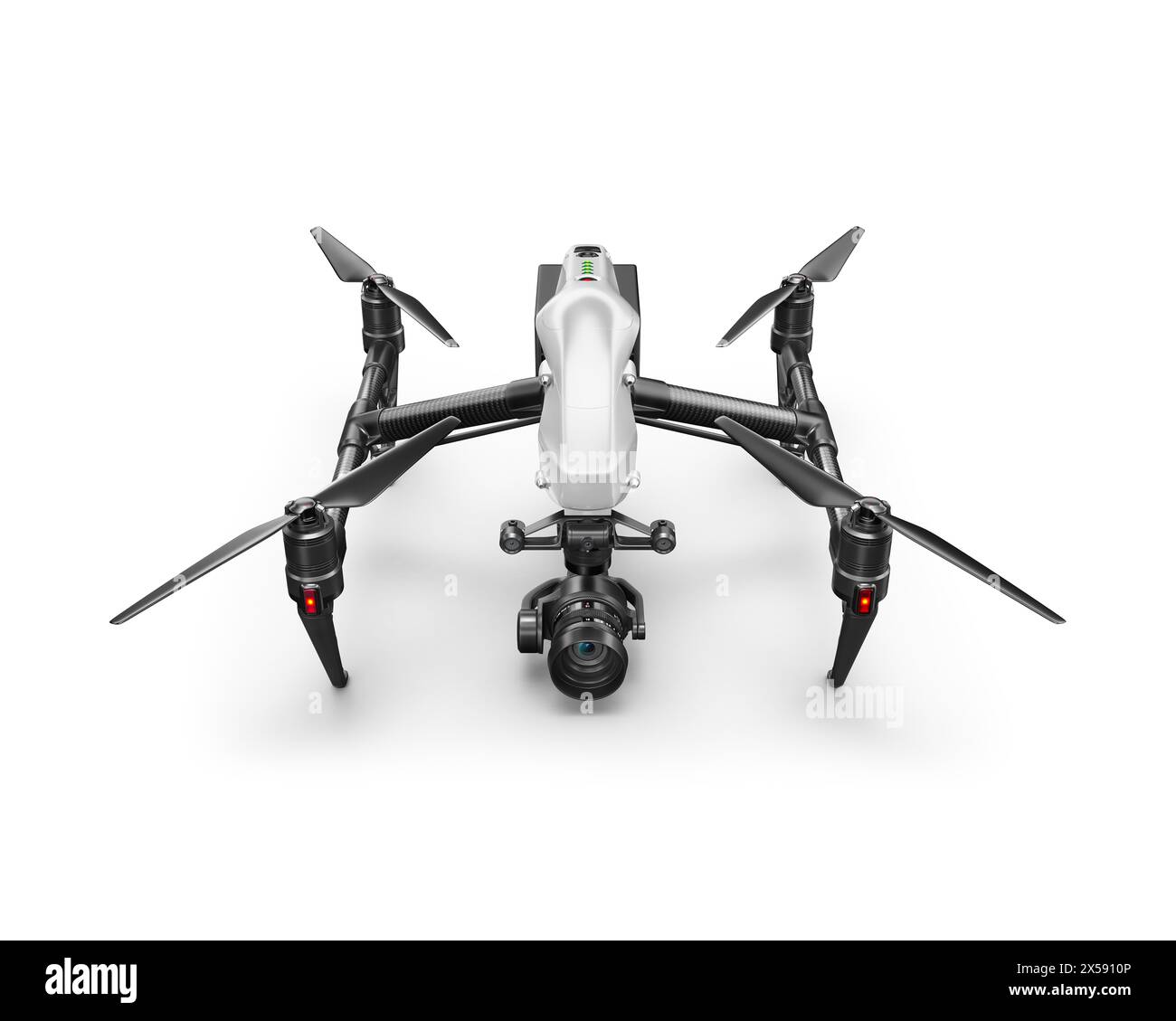 Drone with Camera Isolated on Empty White Background: 3D Rendering ...