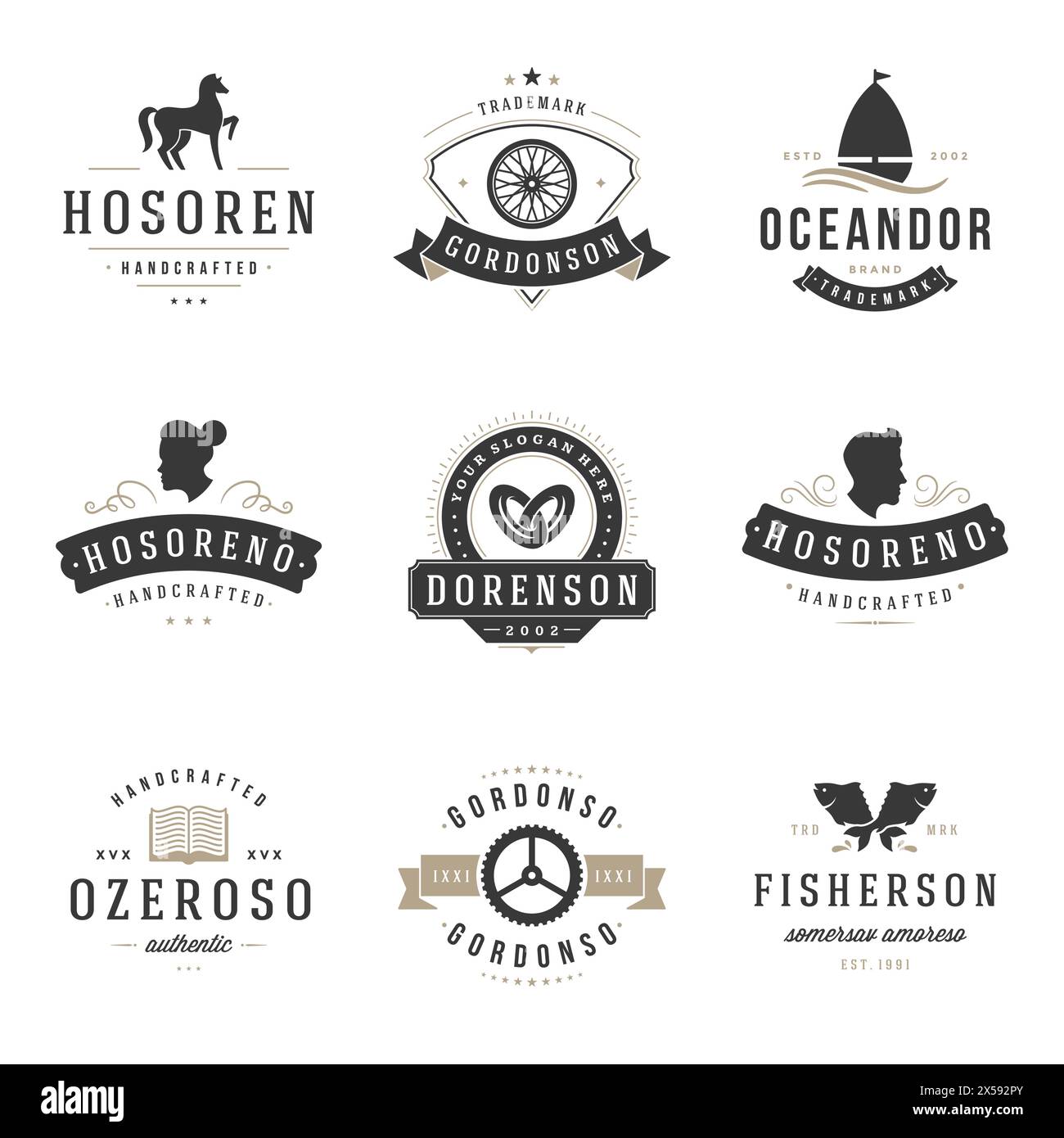Vintage Logos Design Templates Set. Vector design elements, Logo