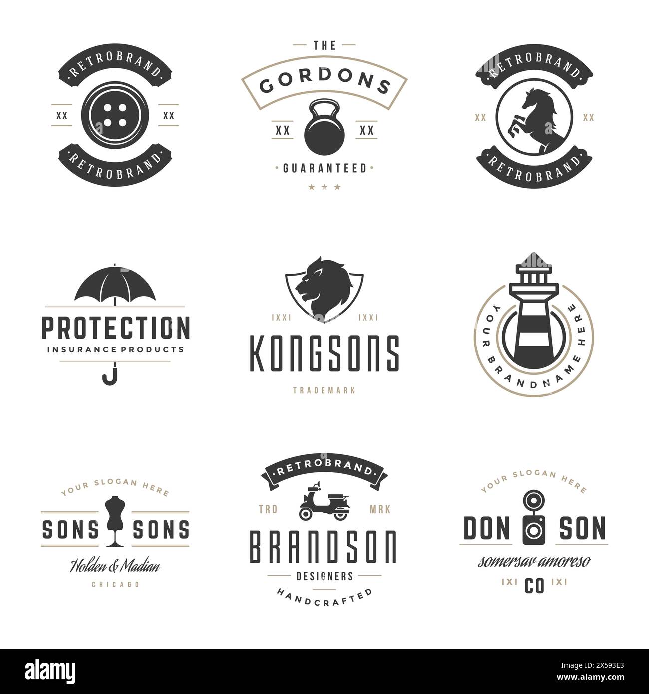 Vintage Logos Design Templates Set. Vector design elements, Logo