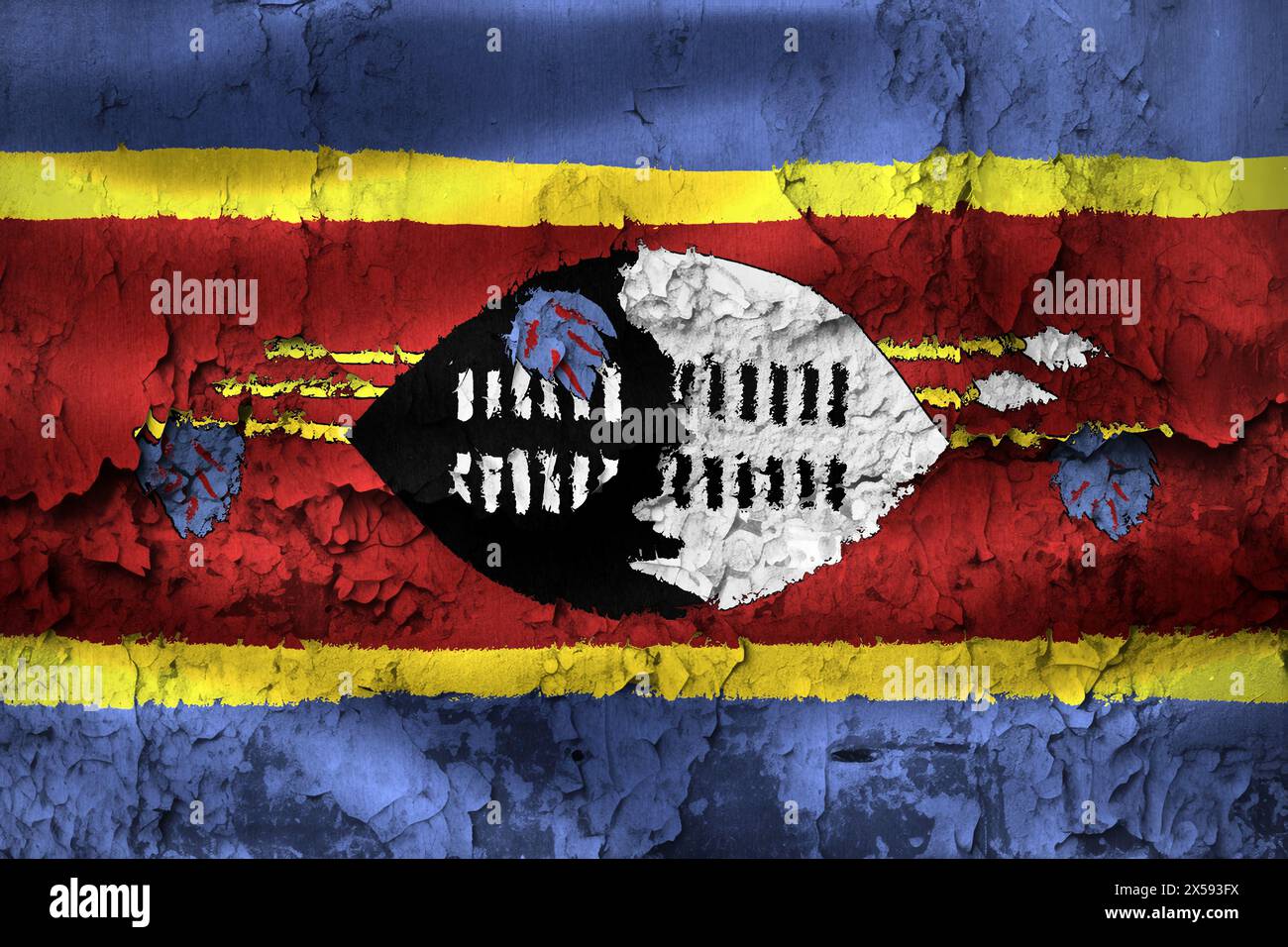 3D-Illustration of a Eswatini flag - realistic waving fabric flag Stock ...