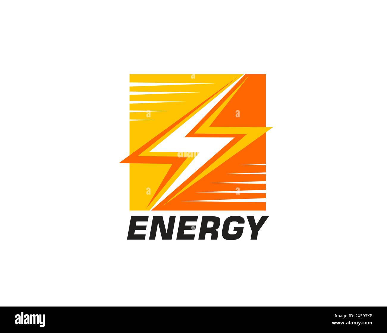 Electric energy icon featuring stylized dynamic lightning bolt or flash. Isolated vector emblem in red and orange colors symbolizing power, battery charge, efficiency and modern electrical solutions Stock Vector