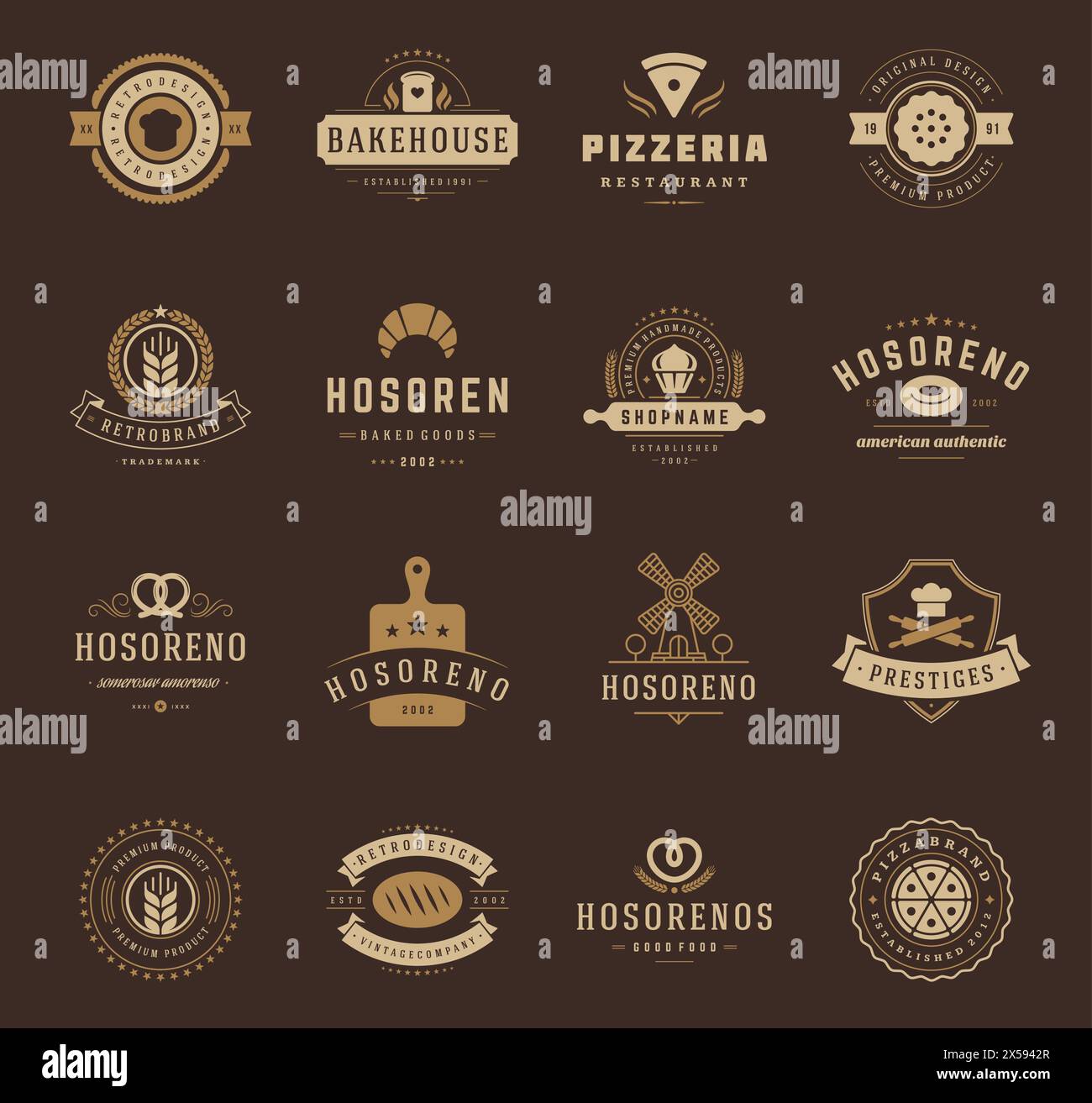 Bread bakery products logos hi-res stock photography and images - Alamy
