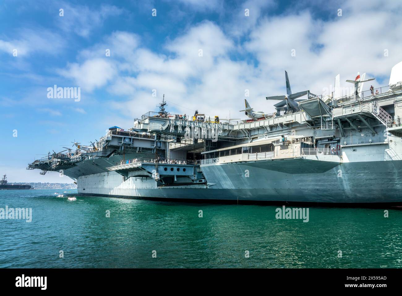 USS Midway, aircraft carrier museum in the port of San Diego, California Stock Photo