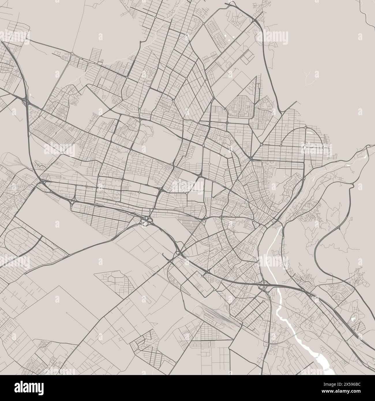 Karaj map, Iran. Vector city streetmap, municipal area. Stock Vector