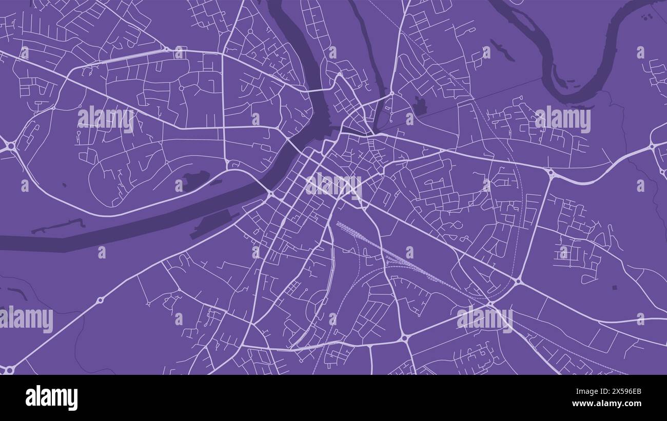 Indigo Limerick map, Ireland. Vector city streetmap, municipal area. Stock Vector