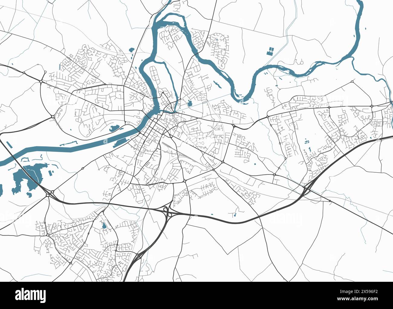 Map of Limerick, Ireland. Detailed city vector map, metropolitan area ...