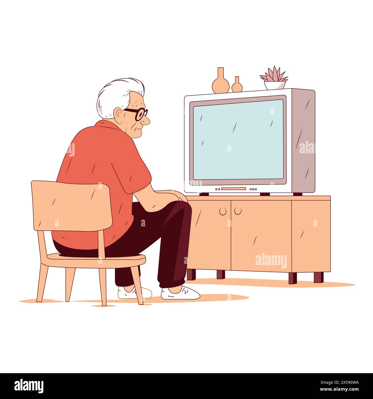 Man on armchair watching Cut Out Stock Images & Pictures - Alamy