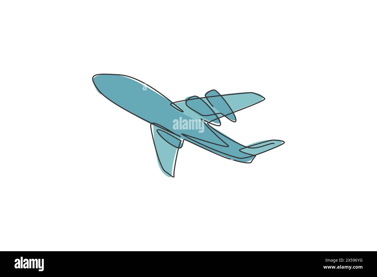 Airplane icon. Continuous one line draw of flying plane minimalist ...