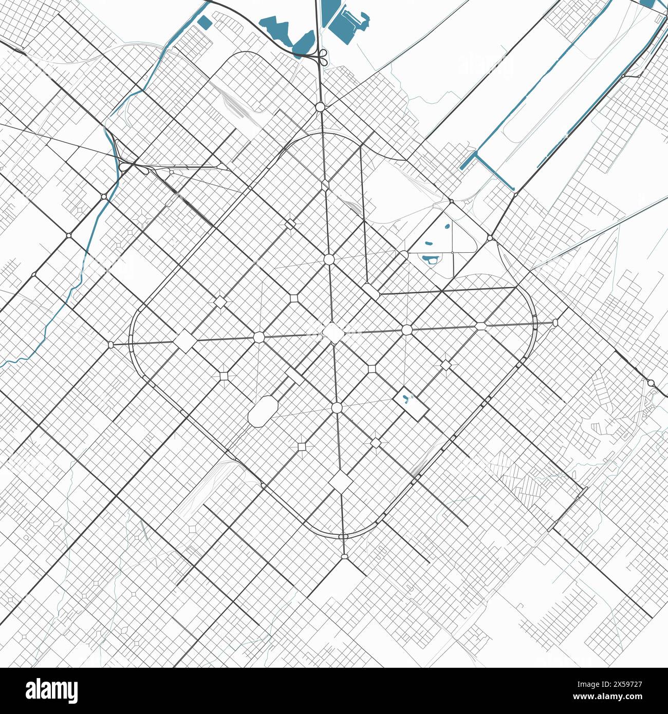 Detailed map of La Plata city, Argentina. Municipal administrative area