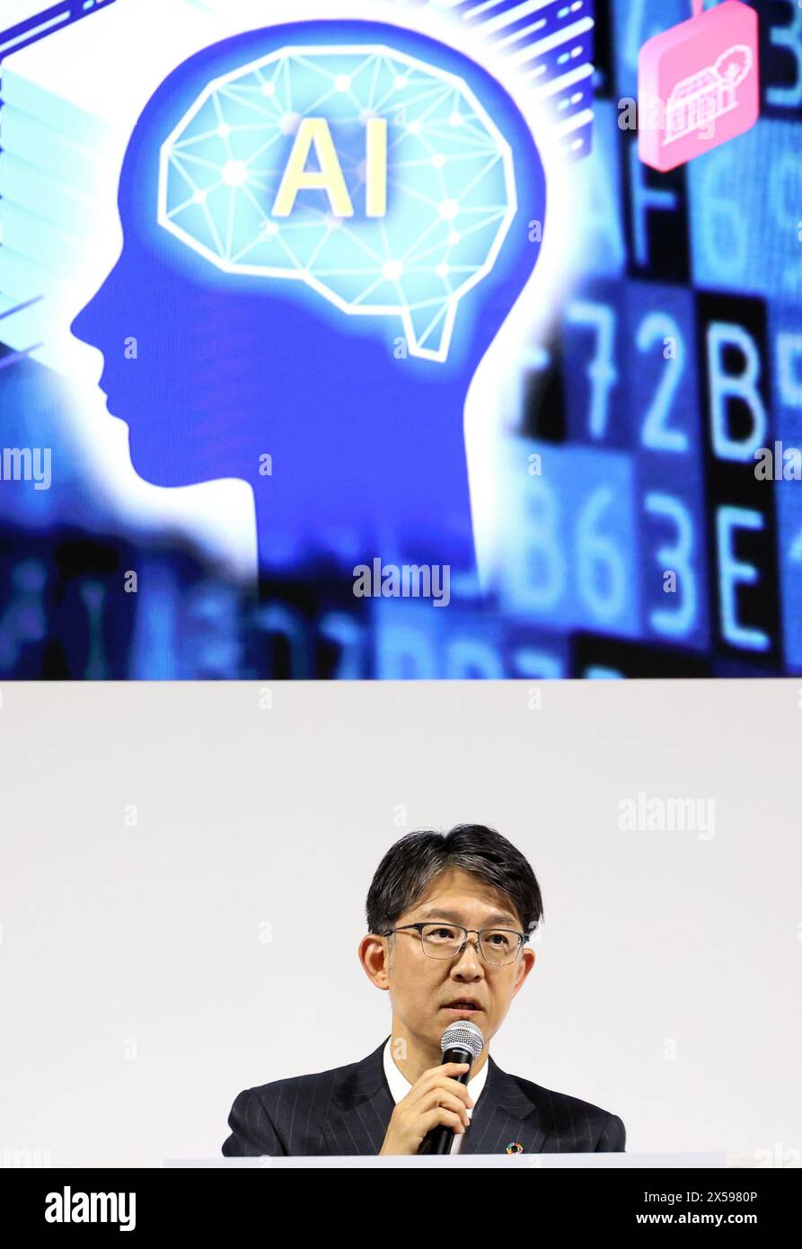 Tokyo, Japan. 8th May, 2024. Toyota Motor president Koji Sato announces
