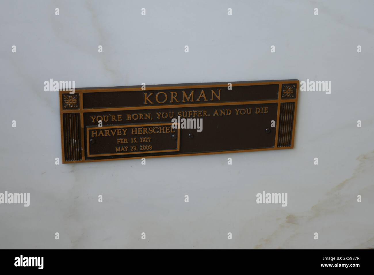 Santa Monica, California, USA 6th May 2024 Actor/Comedian Harvey Korman Grave in Mausoleum at Woodlawn Cemetery on May 6, 2024 in Santa Monica, California, USA. Photo by Barry King/Alamy Stock Photo Stock Photo