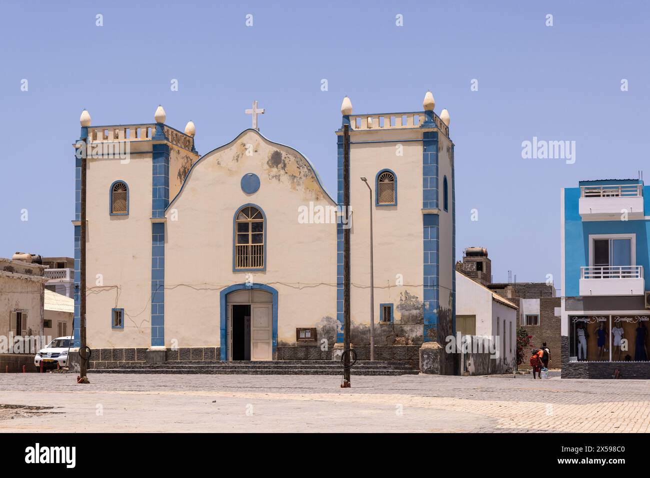 Santa Isabel Church in the centre of Sal Rei, Boa Vista, Cape Verde, Republic of Cabo Verde, Africa Stock Photo