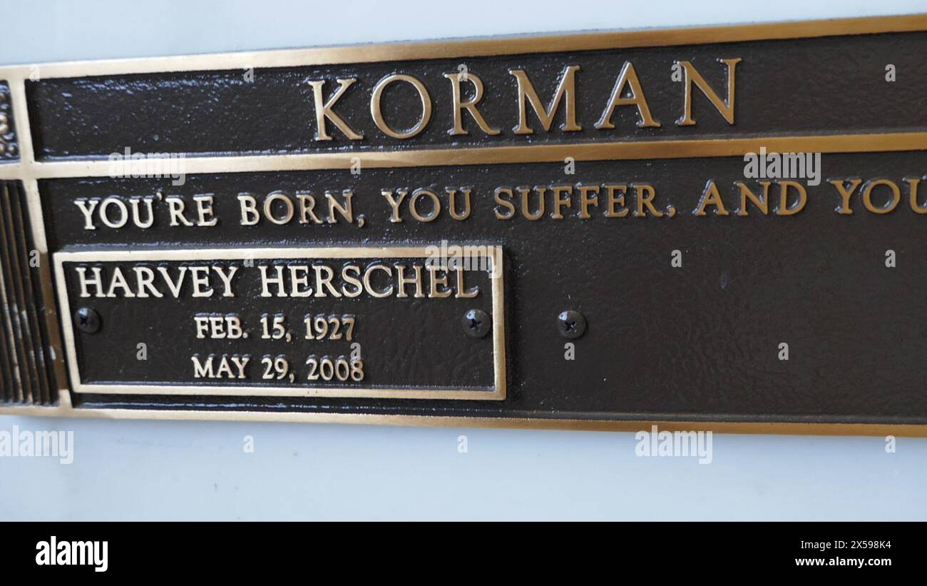 Santa Monica, California, USA 6th May 2024 Actor/Comedian Harvey Korman Grave in Mausoleum at Woodlawn Cemetery on May 6, 2024 in Santa Monica, California, USA. Photo by Barry King/Alamy Stock Photo Stock Photo