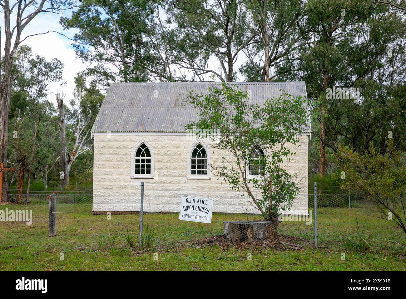 Glen Alice village in Capertee valley New South Wales, small Union church which is managed by local trust and open to all denominations,Australia Stock Photo