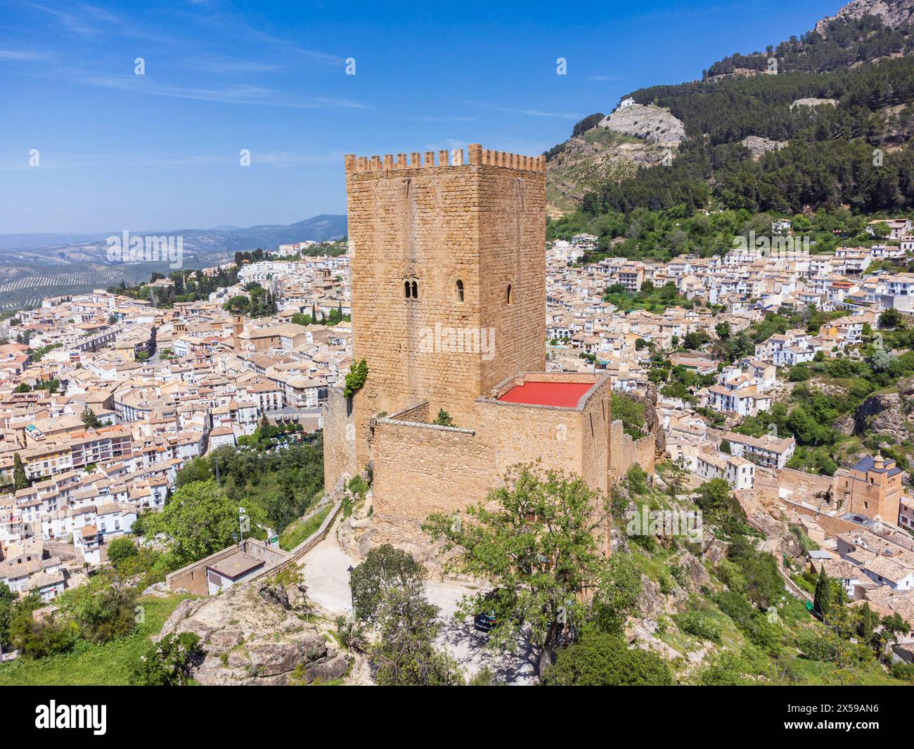 Castillo de la Yedra - castle of the Four Corners- Cazorla town, Natural Park of the Sierras de Cazorla, Segura and Las Villas, Jaén province, Andalus Stock Photo